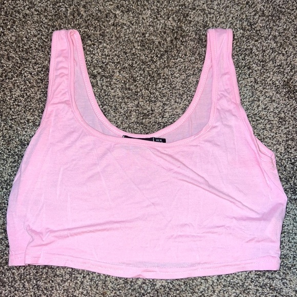 Basic Baby Pink Scoop Neck Crop Top small - Picture 3 of 5
